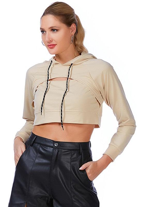 All Relaxed Front Slit Cropped Hoodie - Studio 653