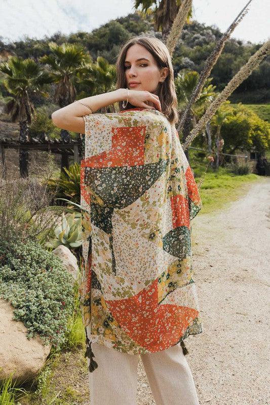 Allover Floral Print Kimono - Studio 653
