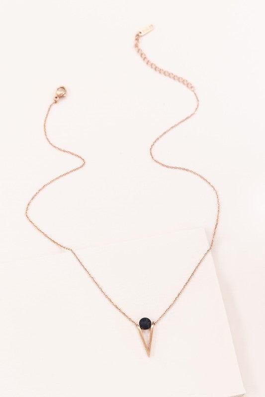 Tensly Point Stone Necklace Rose Gold - Studio 653