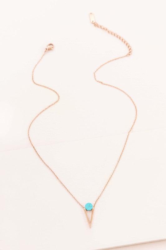 Tensly Point Stone Necklace Rose Gold - Studio 653