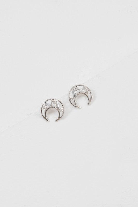 Sterling Silver Crescent Stone Earrings - Studio 653