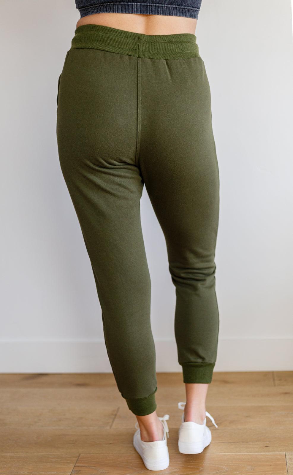 Distressed Joggers in Olive - Studio 653