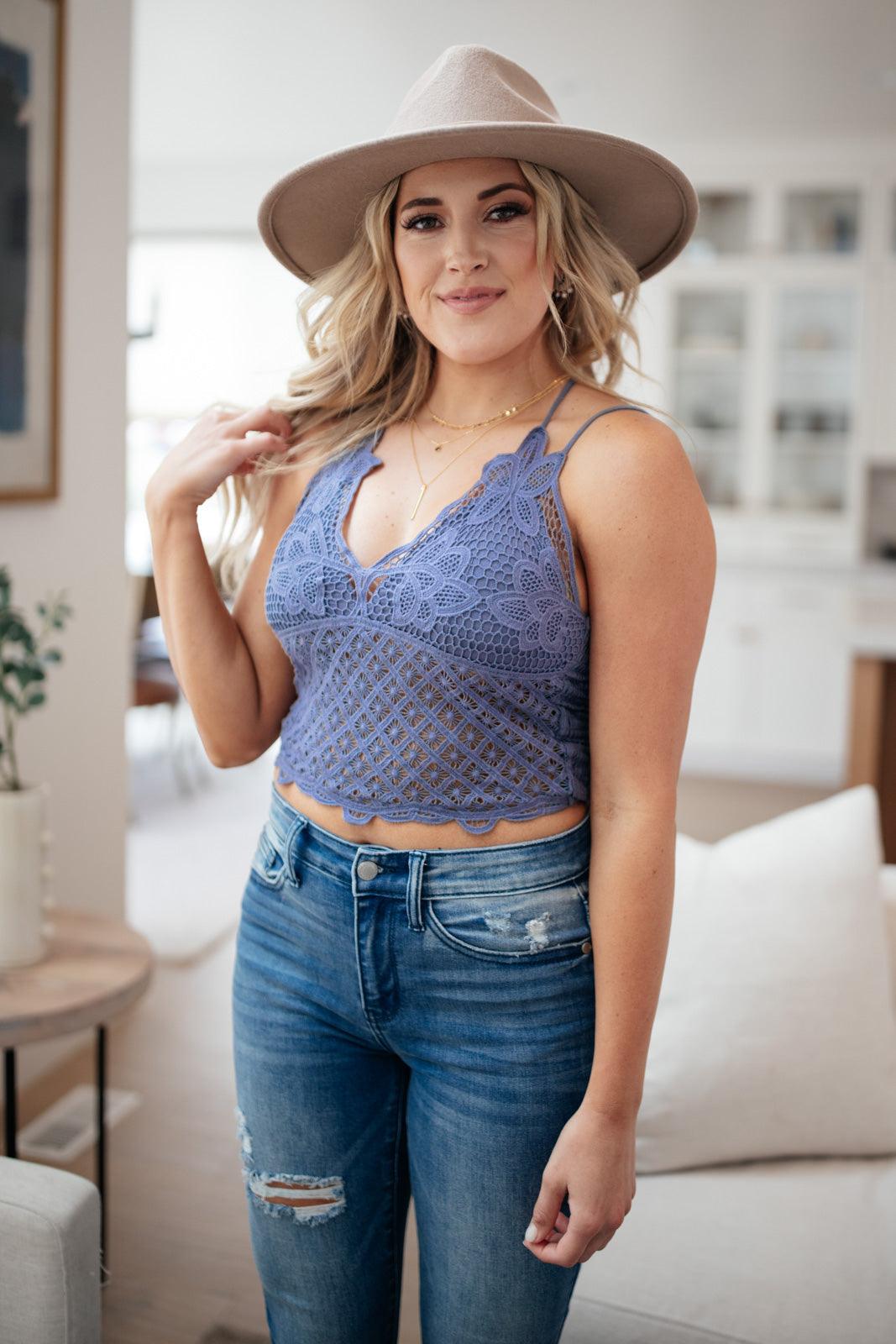 Wild And Free Crop Top in Dusty Blue - Studio 653