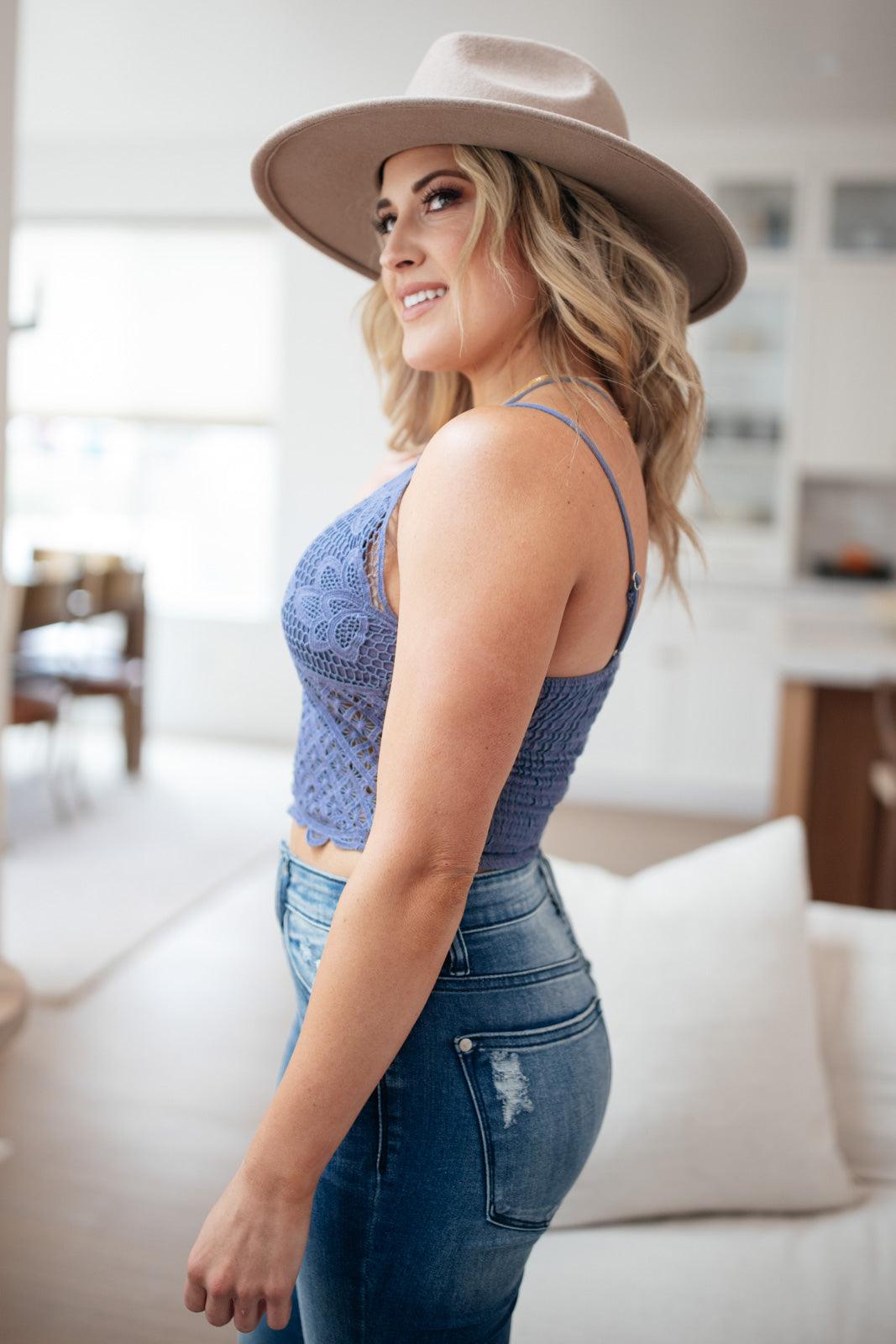 Wild And Free Crop Top in Dusty Blue - Studio 653