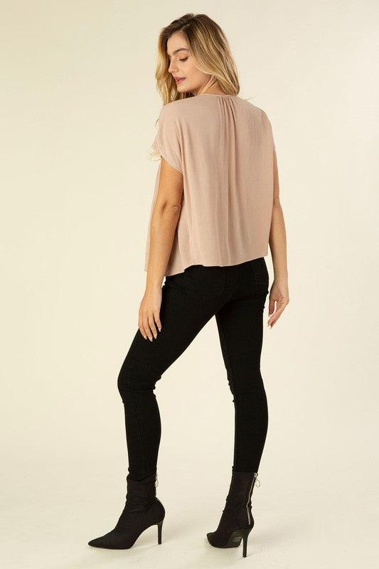 Tie Front A-line Tiered Blouse - Studio 653