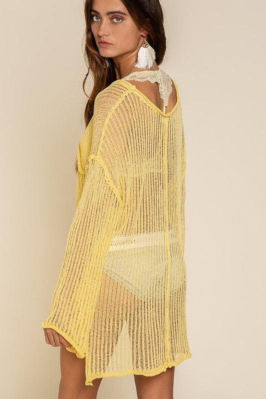 Loose Fit See-through Boat Neck Sweater - Studio 653