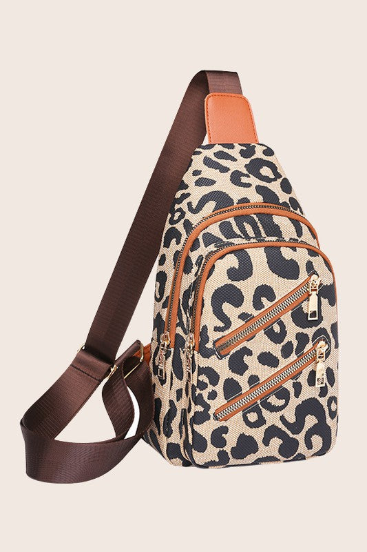 Dani & Em Animal Print Leopard Sling Crossbody Bag