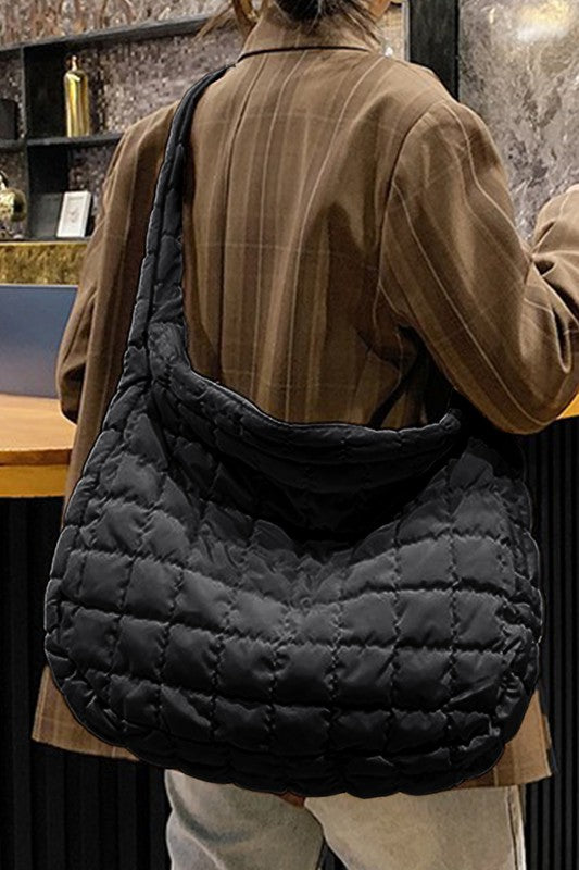 EG Fashion Large Quilted Zipper Shoulder Bag
