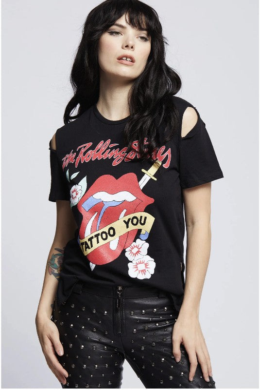 Recycled Karma Rolling Stones Slit Sleeve Tee