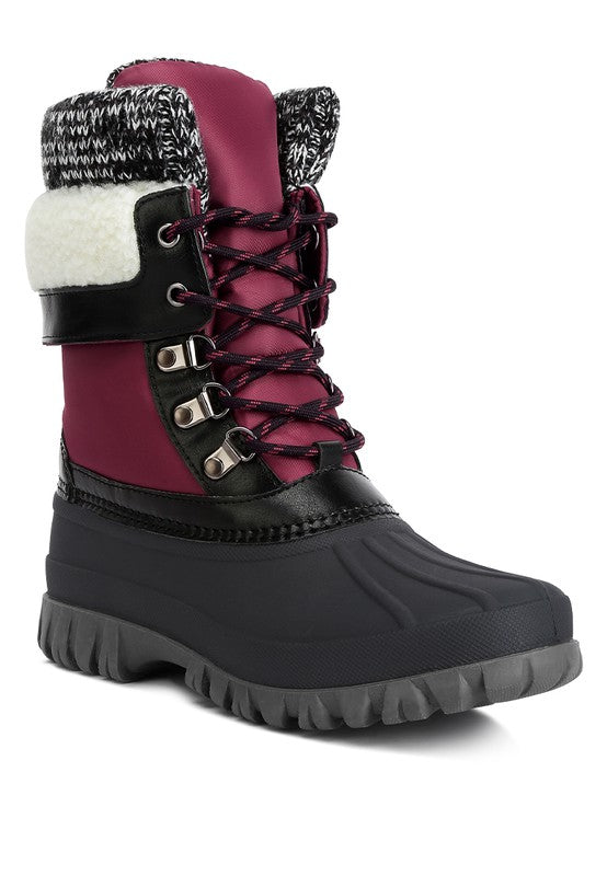 Rag Company Delphine Knitted Collar Lace Up Winter Boots