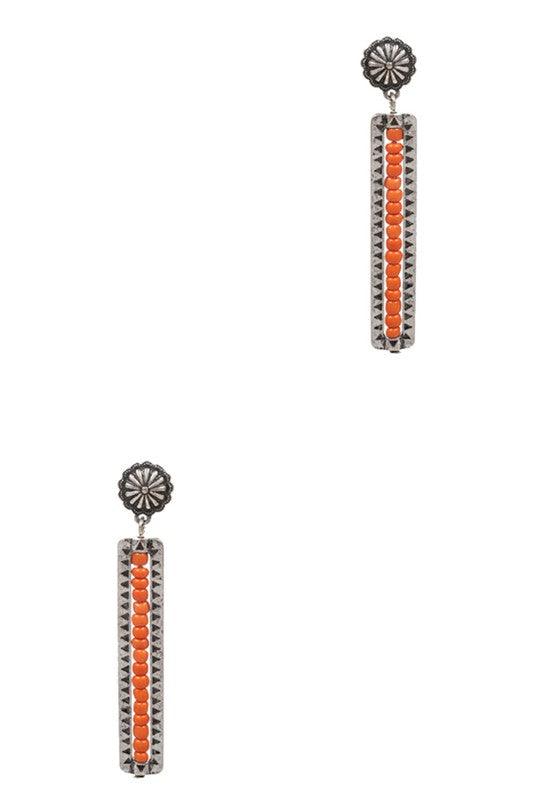 Bar Shaped Seed Bead Post Earrings - Studio 653