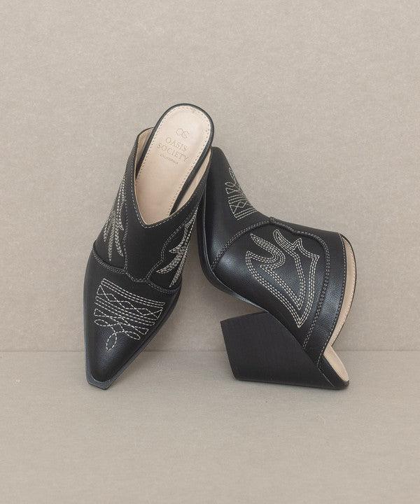 Kiara - Western Inspired Heeled Mule - Studio 653