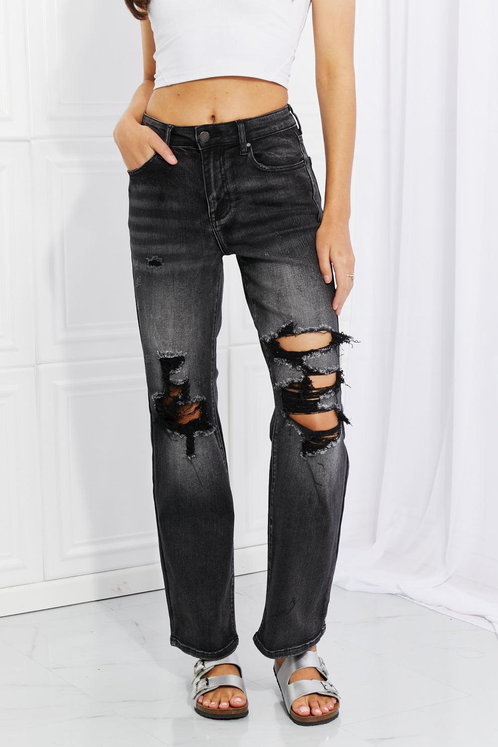 High-Rise Lois Distressed Loose Fit Jeans - Studio 653