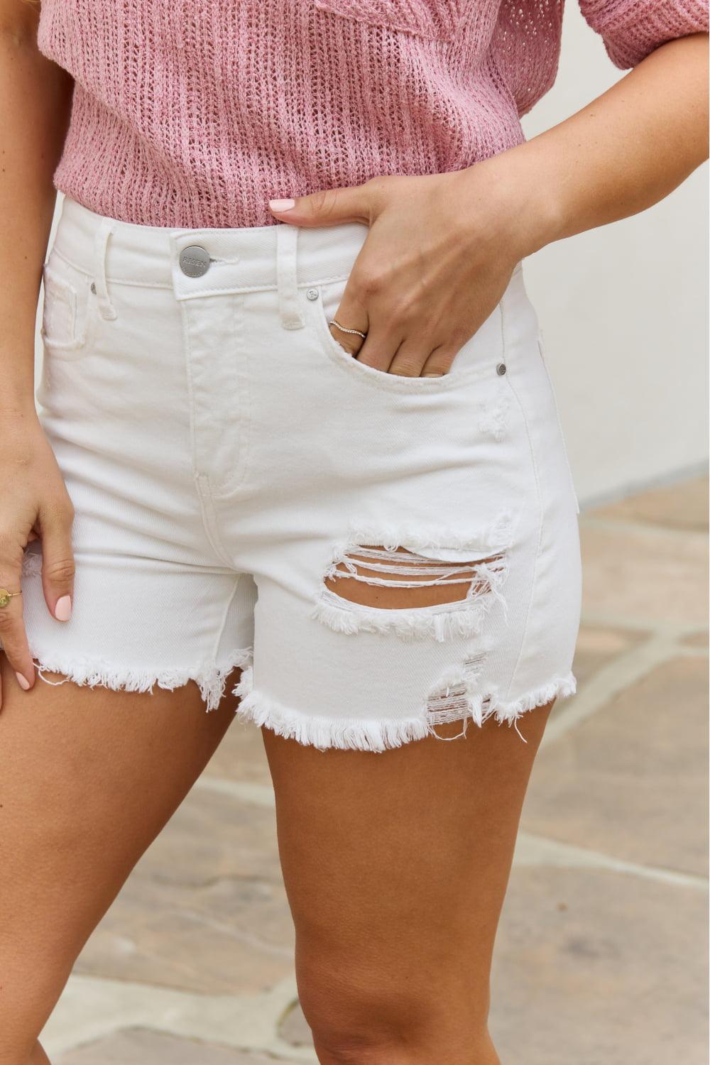 Lily High Waisted Distressed Shorts - Studio 653