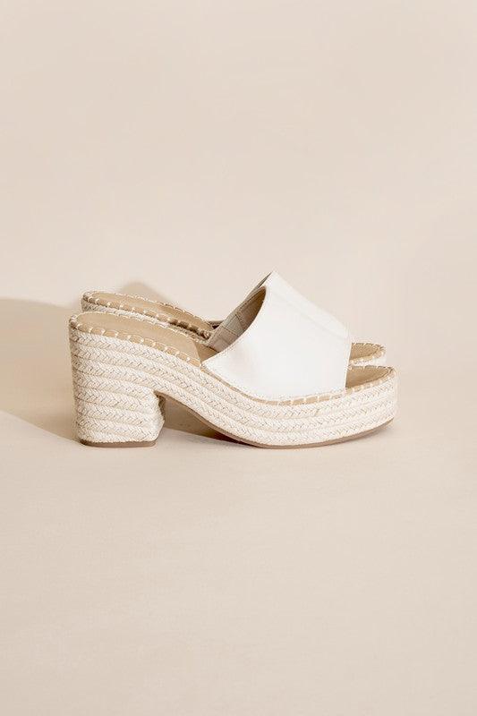 Platform Espadrille Block Heel Mules - Studio 653