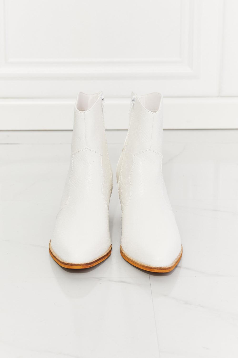 Watertower Town Faux Leather Western Ankle Boots in White - Studio 653