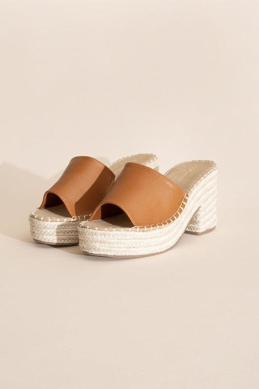 Platform Espadrille Block Heel Mules - Studio 653